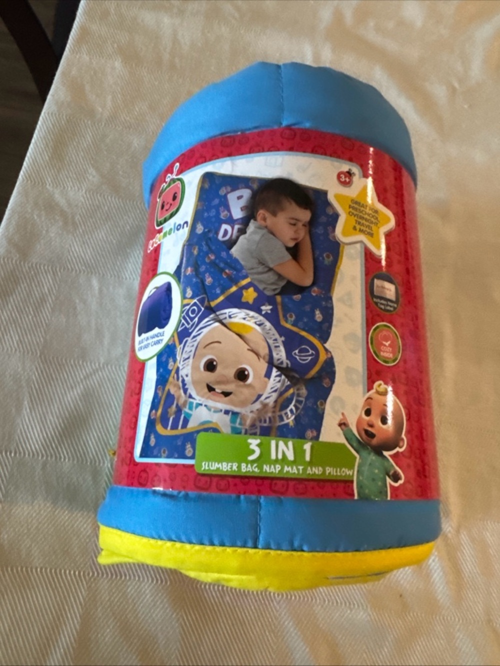 3-in-1 Kids Slumber Bag, Nap Mat and Pillow - Blue/Yellow